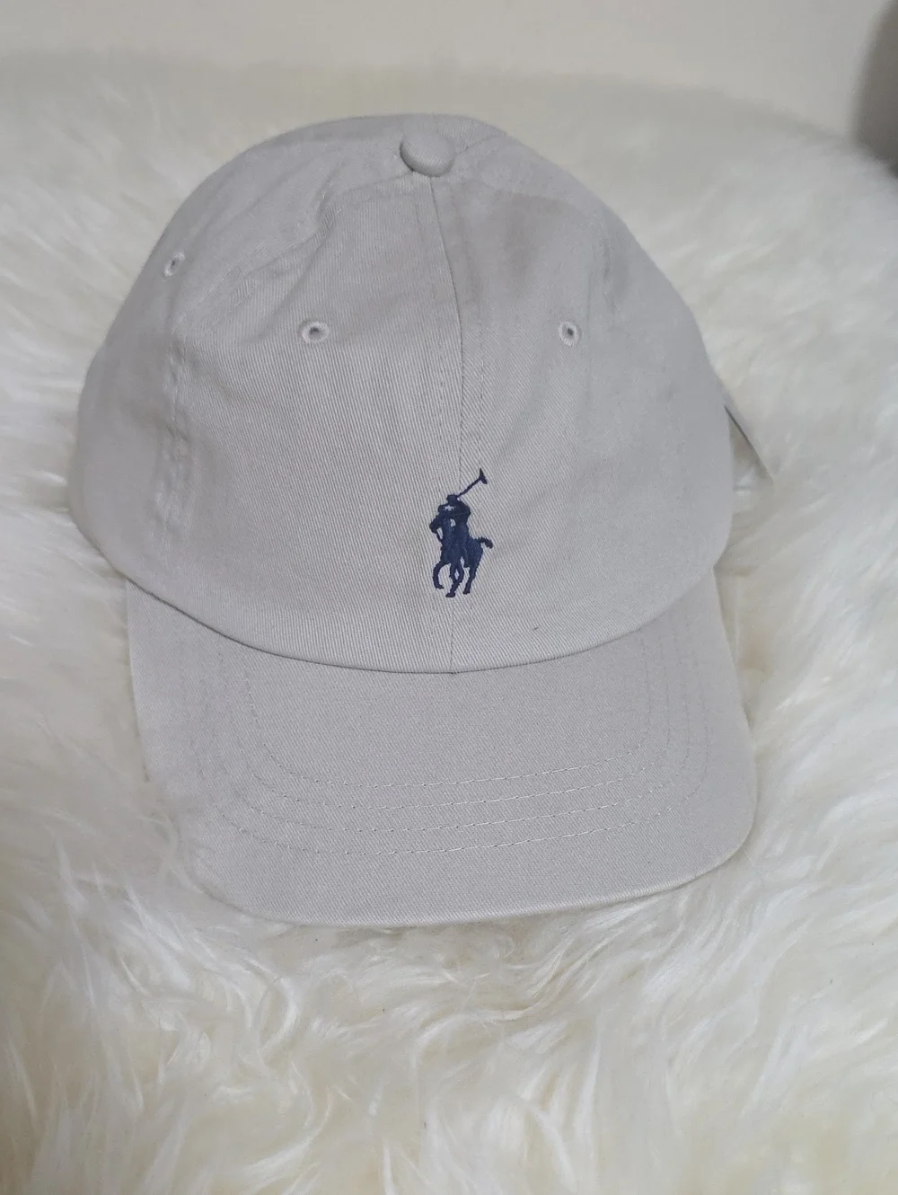 Polo by Ralph Lauren Light Gray Baseball Cap with Navy Pony